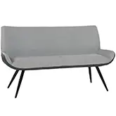 Coronado Bench in Grey Leatherette & Pewter Fabric