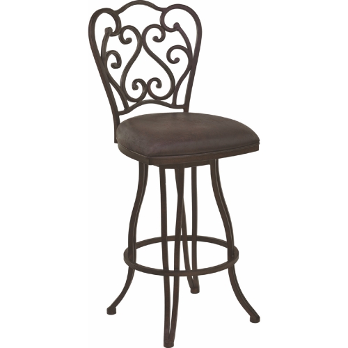 Celeste 30" Swivel Bar Stool in Espresso Fabric & Auburn Bay Iron