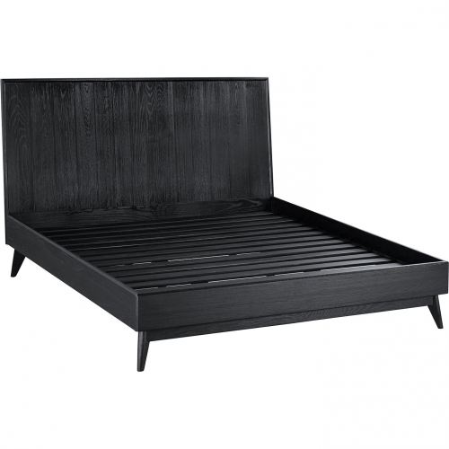 Carnaby Queen Platform Bed Frame in Black Brushed Oak Wood