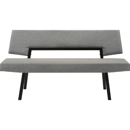 Channell Dining Bench in Black Finish Wood & Charcoal Gray Fabric