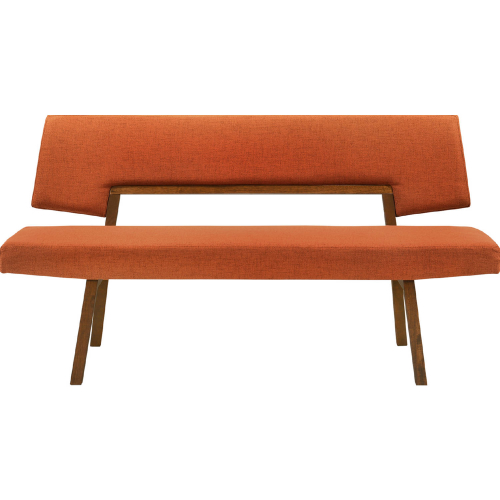 Channell Dining Bench in Walnut Finish Wood & Orange Fabric