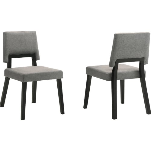 Channell Dining Chair in Black Finish Wood & Charcoal Fabric (Set of 2)