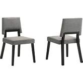 Channell Dining Chair in Black Finish Wood & Charcoal Fabric (Set of 2)