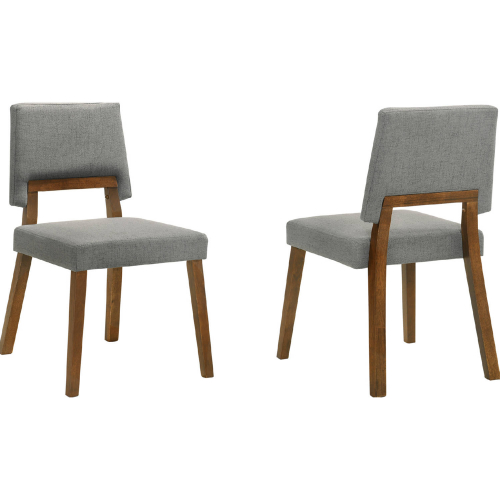 Channell Dining Chair in Walnut Finish Wood & Charcoal Fabric (Set of 2)