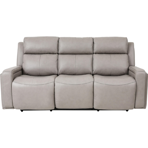 Claude Dual Power Headrest & Lumbar Reclining Sofa in Light Grey Leather