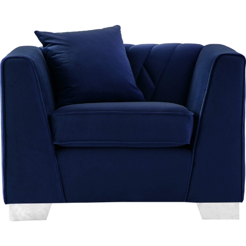 Cambridge Accent Chair in Blue Velvet & Brushed Stainless Steel