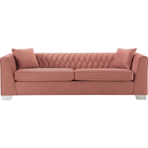 Cambridge Sofa in Blush Velvet & Brushed Stainless Steel