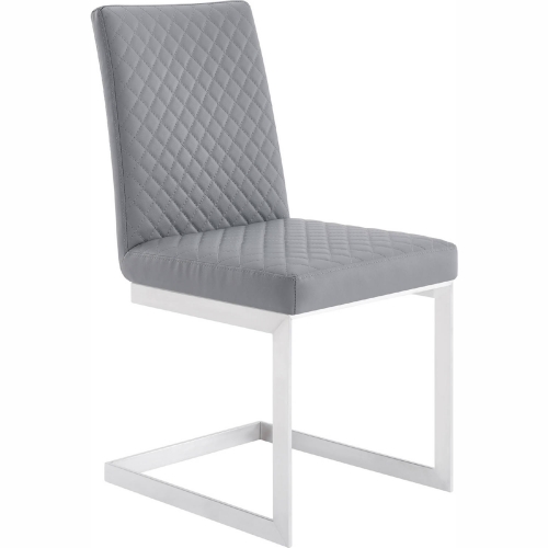 Copen Dining Chair in Brushed Stainless Steel & Grey Leatherette (Set of 2)