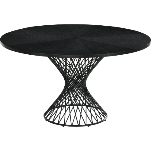 Cirque 54" Round Pedestal Dining Table in Black Finish & Black Metal