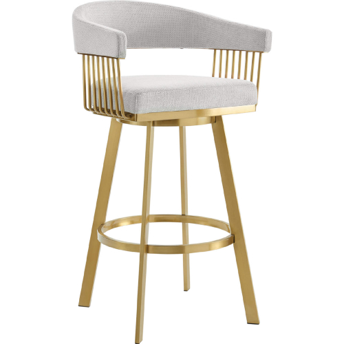 Chelsea 26" Swivel Counter Stool in Gold Brushed Stainless Steel & Silver Fabric