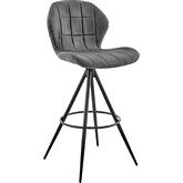 Catalina 30" Bar Stool in Charcoal Gray Fabric & Black Finish