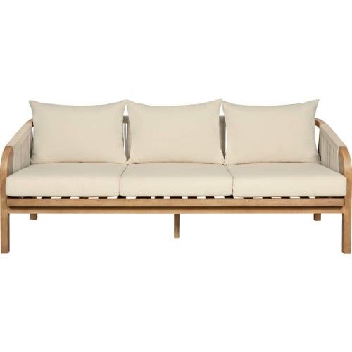 Cypress Outdoor Sofa in Blonde Eucalyptus, Light Gray Rope & Ivory Olefin Fabric