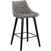 Dani 26" Swivel Counter Stool in Gray Velvet & Black