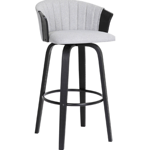 Diana 26" Swivel Counter Stool in Black Wood & Light Gray Fabric