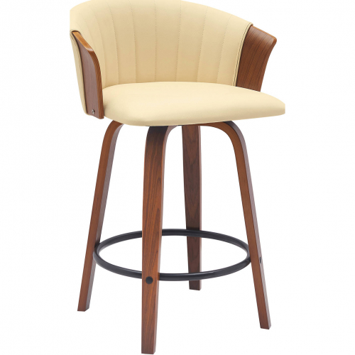 Diana 26" Swivel Counter Stool in Walnut Wood & Cream Leatherette