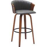 Diana 30" Swivel Bar Stool in Walnut Wood & Gray Leatherette