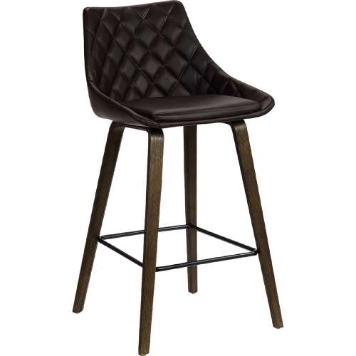 Dani 26" Swivel Counter Stool in Brown Leatherette & Walnut Finish