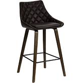 Dani 26" Swivel Counter Stool in Brown Leatherette & Walnut Finish