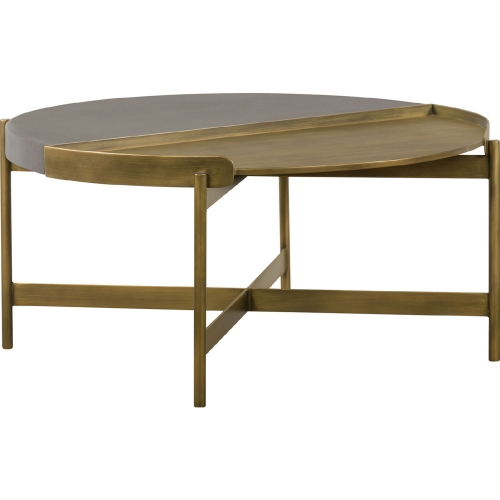 Dua Coffee Table in Grey Concrete & Antique Brass