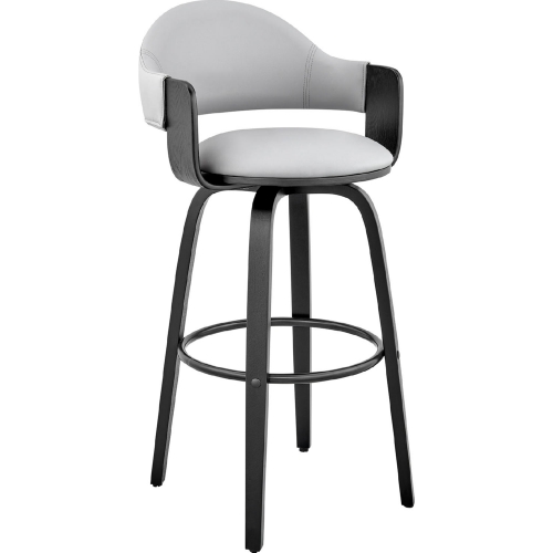 Daxton 26" Swivel Counter Stool in Gray Leatherette & Black Wood