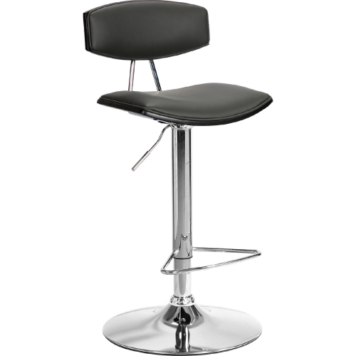 Erik Adjustable Height Swivel Bar Stool in Gray Leatherette & Chrome