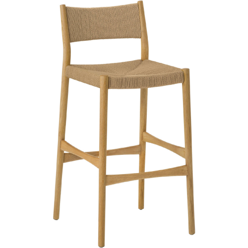 Erie Bar Stool in Natural Oak Wood & Brown Woven Paper Cord (Set of 2)