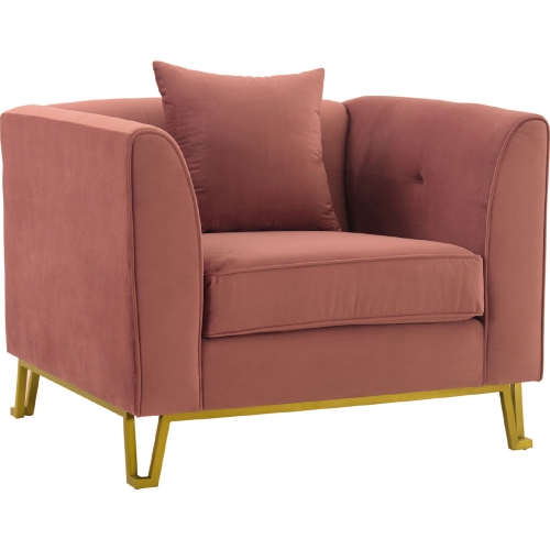 Everest Accent Chair Blush Fabric & Brushed Gold Legs