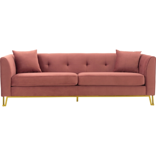 Everest 90" Sofa Blush Fabric & Brushed Gold Legs