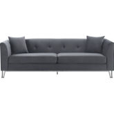 Everest 90" Sofa in Grey Fabric & Brushed Stainless Steel Legs