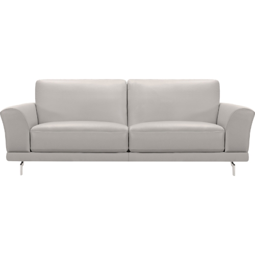 Everly Sofa in Dove Grey Leather on Brushed Stainless Steel