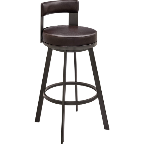 Flynn 26" Swivel Counter Stool in Brown Metal & Brown Leatherette