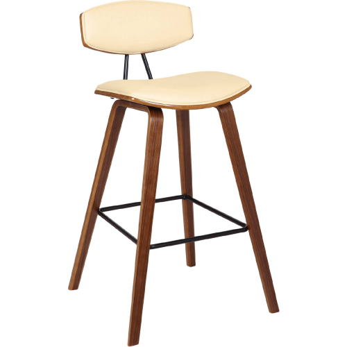 Fox 30" Bar Stool in Cream Leatherette & Walnut