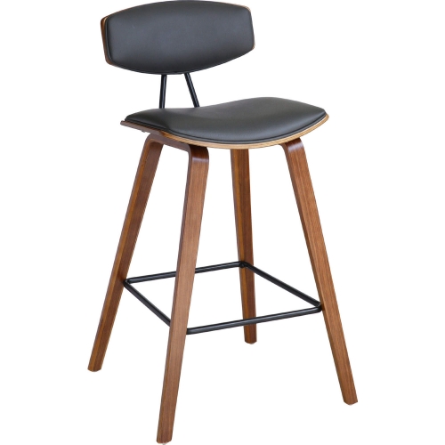 Fox 26" Counter Counter Stool in Gray Leatherette w/ Walnut Wood