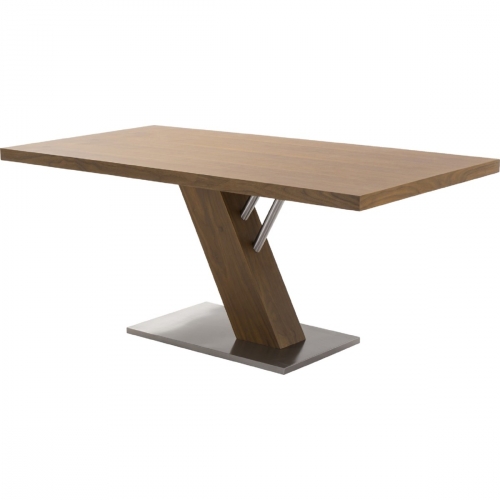 Fusion Contemporary Dining Table in Walnut Wood Top & Stainless Steel