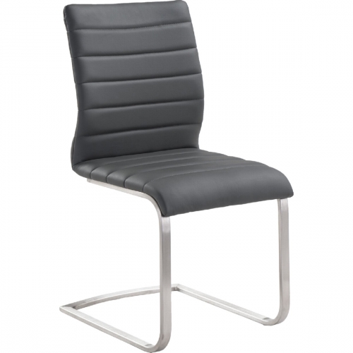 Fusion Contemporary Side Chair in Gray & Stainless Steel (Set of 2)