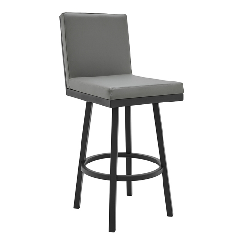 Rochester Swivel 26" Counter Stool in Grey Leatherette & Black Metal