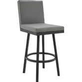 Rochester Swivel 26" Counter Stool in Grey Leatherette & Black Metal