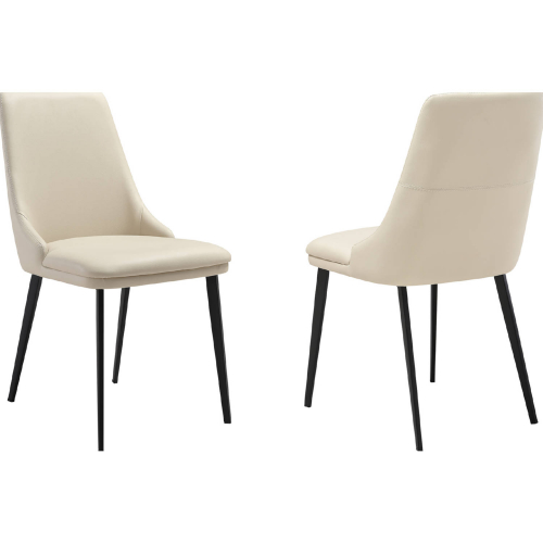 Genesis Dining Chair in Beige Leatherette & Black Metal (Set of 2)