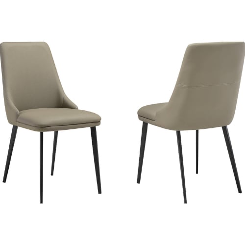 Genesis Dining Chair in Taupe Gray Leatherette & Black Metal (Set of 2)