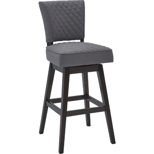 Gia 26" Swivel Counter Stool in Tufted Grey Fabric & Espresso Wood