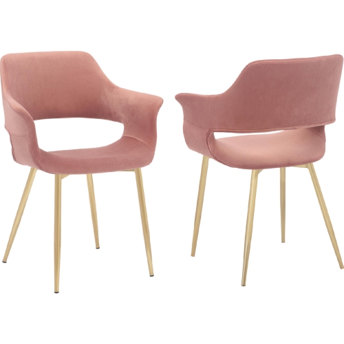 Gigi Dining Chair in Pink Velvet & Gold Metal (Set of 2)