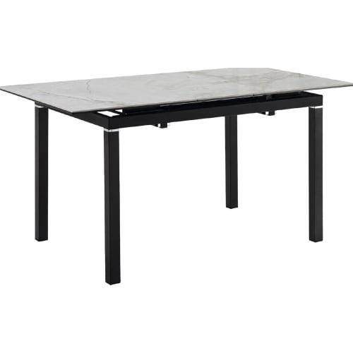 Giana 47" Extension Dining Table in Gray Sintered Stone & Black Metal