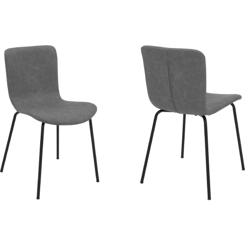 Gillian Dining Chair in Grey Leatherette & Black Metal (Set of 2)