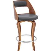 Grady 25" Swivel Counter Stool in Gray Leatherette & Walnut Finish