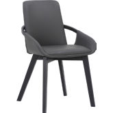 Greisen Dining Chair in Grey Leatherette & Black Wood