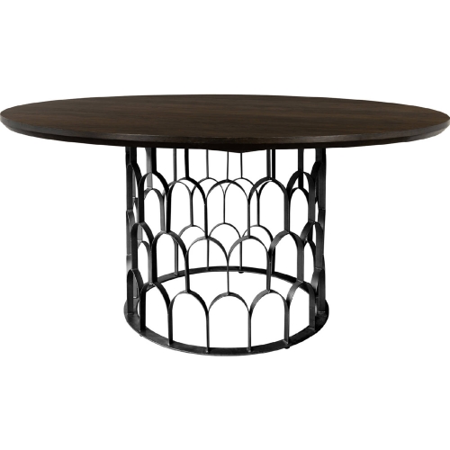 Gatsby 55" Round Dining Table in Grey Oak & Metal