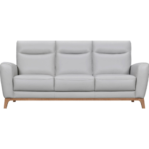 Greyson 83" Sofa in Dove Gray Leather & Weathered Wood