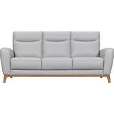 Greyson 83" Sofa in Dove Gray Leather & Weathered Wood