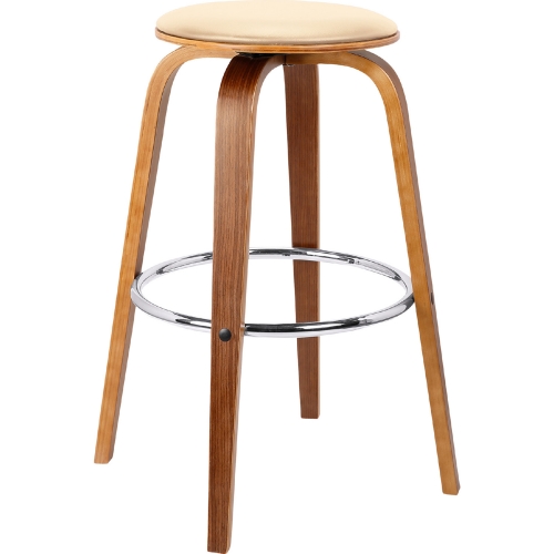 Harbor Backless 26" Counter Stool in Cream Leatherette & Walnut Veneer