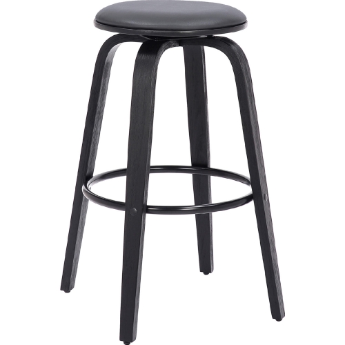 Harbor 26" Swivel Backless Counter Stool in Grey Leatherette & Black Wood